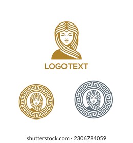 Greek Woman logo illustration vector design