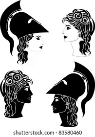greek woman profiles. vector illustration