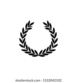 Greek wreath, symbol and icon of victories, qualities and achievements. Silhouette of a black greek laurel wreath. Isolated flat vector illustration.