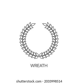 Greek wreath, symbol and icon of victories, qualities and achievements. Silhouette of a black greek laurel wreath