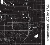 Greeley Colorado Vector Map, Detailed City Street Map Black and White Minimalist Line Art