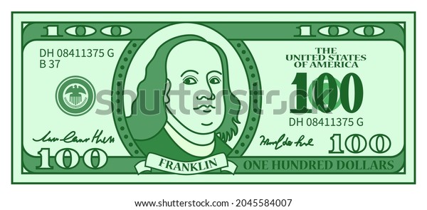 Green 100 Dollar Banknote Stylized Franklin Stock Vector (Royalty Free ...