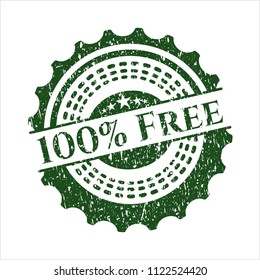 Green 100% Free rubber seal with grunge texture