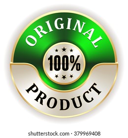 Green 100 percent original product badge on white background