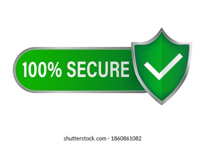 Green 100 percent secure. Protection icon vector. Shield icon vector. Data secure.
