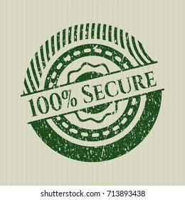 Green 100% Secure distress rubber stamp