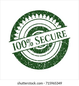 Green 100% Secure distressed grunge stamp