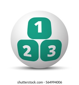 Green 123 Blocks icon on white sphere