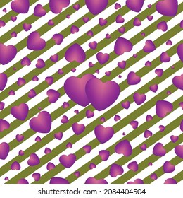 Green 14th February Striped Heart Pattern Vector purple White gradient trend color textile texture fabric Wall paper background digital printing material illustration dear st valentine love 