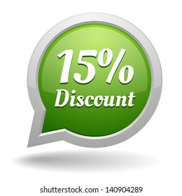 Green 15 percent discount speech bubble