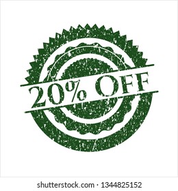 Green 20% Off distressed rubber stamp