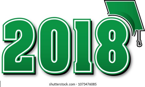 Green 2018 with Graduation Cap