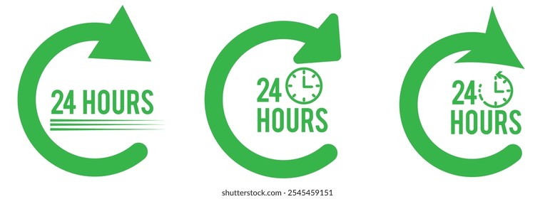 green 24 hrs service vector on a white background