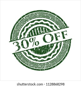 Green 30% Off distress rubber stamp with grunge texture