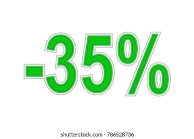 green 35 Percent Discount 3d Sign on White Background, Special Offer 35% Discount Tag, Sale Up to 35 Percent Off, Sale Symbol, Special Offer Label, Emblem, Web Icon