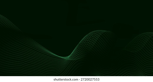 Movimiento abstracto 3D verde sobre un fondo oscuro decorar, decoración, diseño, onda de arte simple moderna