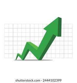 green 3D arrow going up graph vector illustration represents business profit economic boom financial grow