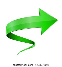 Green 3d arrow. Spiral web icon. Vector illustration isolated on white background