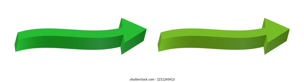 Green 3d Pfeil. Vektorisometrischer Pfeil einzeln auf weißem Hintergrund.