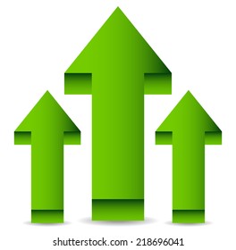 Green 3d arrows up, upward arrows