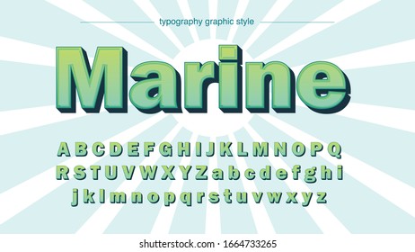 Green 3D Bold Stroke Cartoon Artistic Font Typography