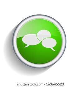 Green 3d button of communication bubbles