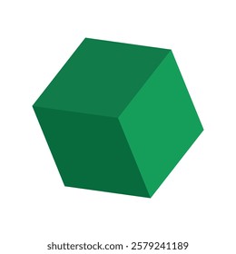 Green 3d cube vector illustration for websites and graphic resources. 3d geometric shape for mathematics study.