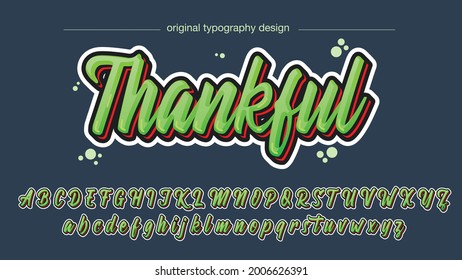 Green 3D Cursive Graffiti Artistic Font Typography