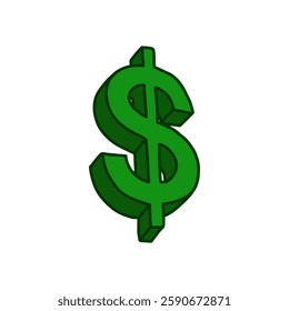 Green 3D Dollar Sign for business and finance icon
