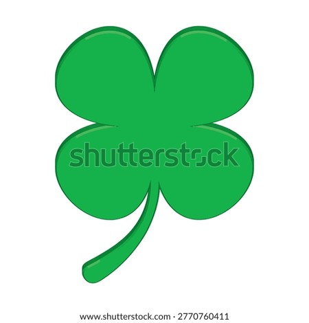 Green 3D Four Leaf Clover Vector Isolated on White Background Lucky Shamrock Symbol for St Patricks Day Celebration Glossy Nature Icon for Good Fortune Success Wealth Prosperity Irish Design Art