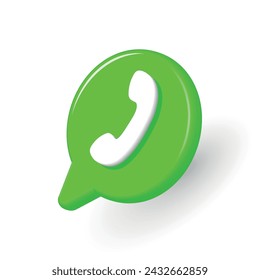 Green 3D icon for accept of mobile call