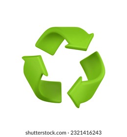 Green 3d icon arrows recycle eco symbol. Earth Day, Environment day, Ecology concept. Vector illustration.