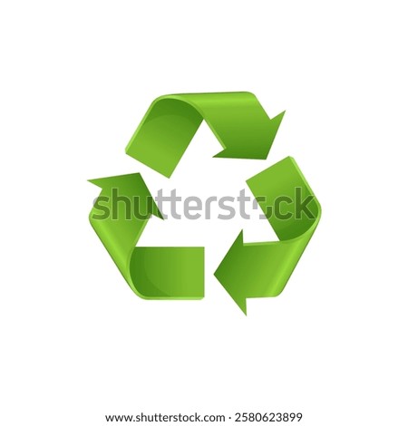 Green 3d icon arrows recycle eco symbol vector illustration isolated on white background. Recycled sign