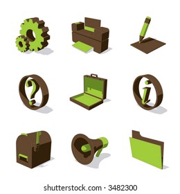 green 3D icon set 02