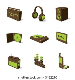 green 3D icon set 07