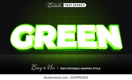 Green 3d logo template editable text effect style