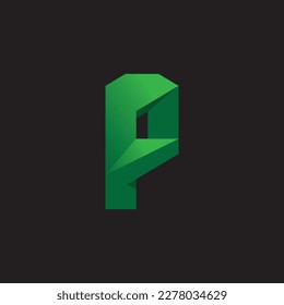 green 3d p logo vector design