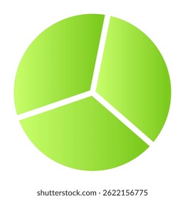green 3D pie chart infographic, percentage donut diagram with divided sections, business analysis graph. Flat vector illustration isolated