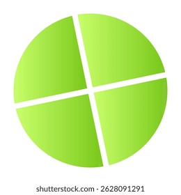green 3D pie chart infographic, percentage donut diagram with divided sections, business analysis graph. Flat vector illustration isolated