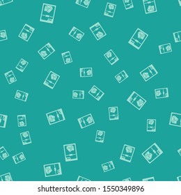Green 3D printer icon isolated seamless pattern on green background.  Vector Illustration