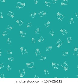 Green 3D printer icon isolated seamless pattern on green background.  Vector Illustration