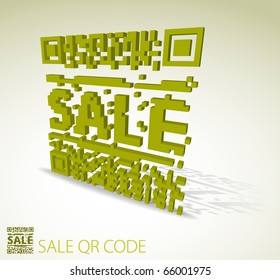 Green 3D qr code for item in sale  (modern bar codes)