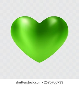 Green 3D realistic balloon heart. Patricks day luxury festive decor. Celebration vector design element. EPS 10.