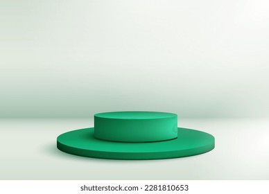 Green 3D round podium mockup for product presentation and placement