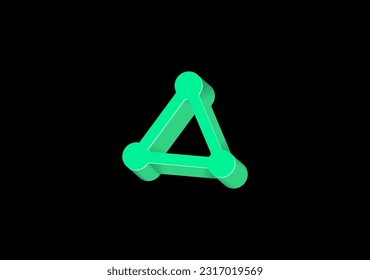 green 3d shape for triangle symbol