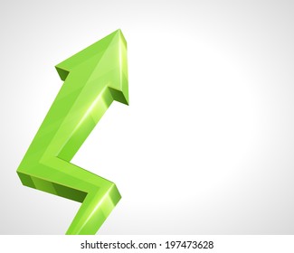Green 3d shiny arrow move up business vector background 