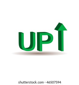 green 3D up sign with arrow