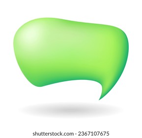 Green 3D speech bubbles isolated on white background. Chatting and message box, communication, web, social network media post concept. Vector illustration