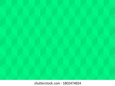 Green 3D squares background. Seamless vector Illustration. Geometric design for web, wrapping, fabric, poster. Follow other mosaic patterns in my collection.