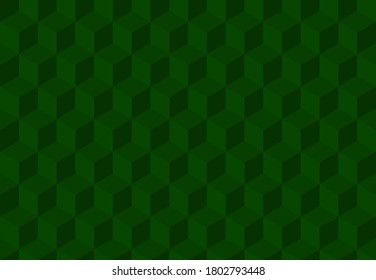 Fondo verde de cuadrados 3D. Ilustración vectorial perfecta. Diseño geométrico para web, envoltura, tela, afiche. Sigue otros patrones de mosaico en mi colección.